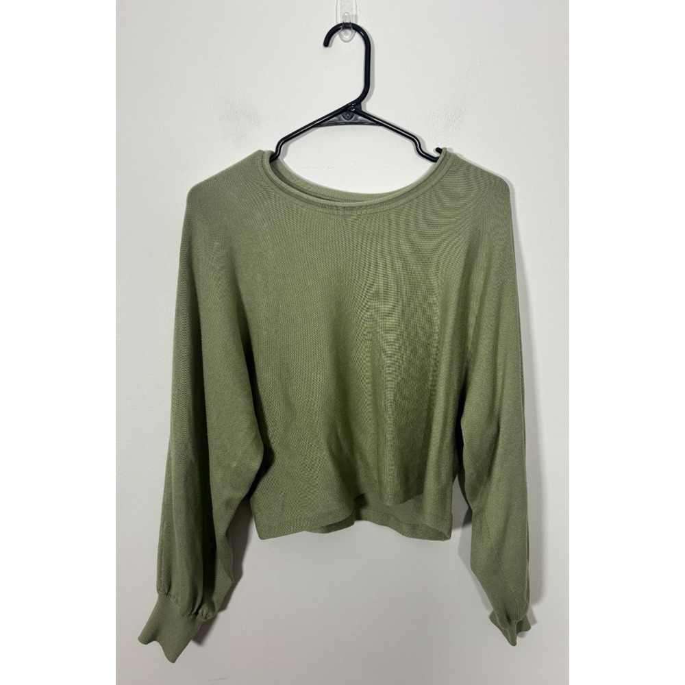 Zesica Green Cropped Sweater Long-Sleeve Women's Size Large
